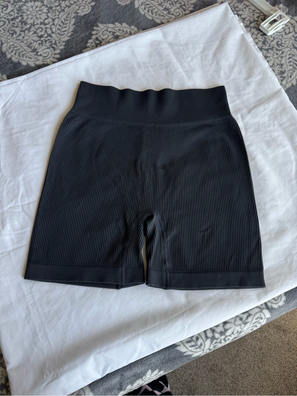 High-Rise Ribbed Black Women’s Bike Shorts